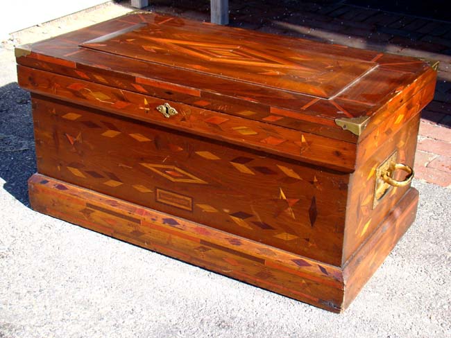 A late 19th century Antique Chest with wonderful exotic wood inlays circa 1880-1900 — image 3